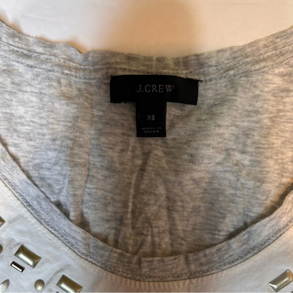 J.Crew Cream Gray Gold Studded Sleeveless Top 100% Cotton Tank Top Size XS